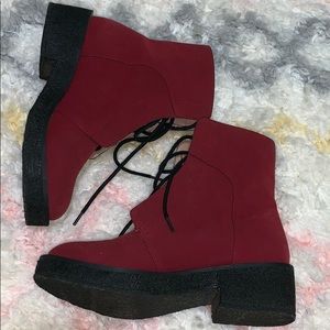 Free People Red and Black Boots